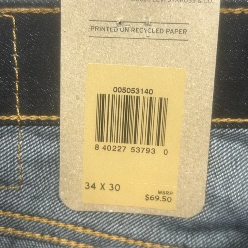 Levi's 505 Jeans Men's 34X30 Blue Dark Wash Denim Regular Eco Ease IRREGULAR NEW